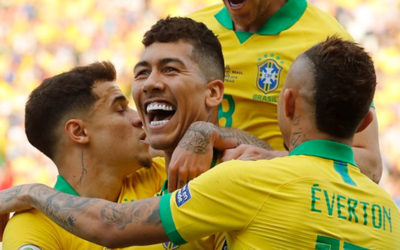 Segundo gol de Brasil. Lo hizo Firmino despuès de un desborde de Gabriel Jesùs. Brasil 2 – Argentina 0